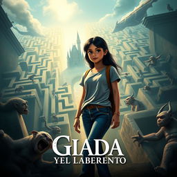 A cinematic movie poster for a fantasy film titled 'GIADA Y EL LABERINTO'