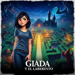 A cinematic movie poster for a fantasy film titled 'GIADA Y EL LABERINTO'