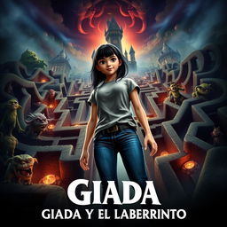 A cinematic movie poster for a fantasy film titled 'GIADA Y EL LABERINTO'