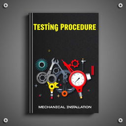 A visually striking book cover design for 'Testing Procedure - Mechanical Installation'