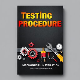 A visually striking book cover design for 'Testing Procedure - Mechanical Installation'