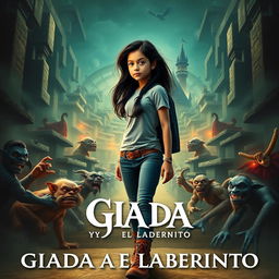 A cinematic movie poster for a fantasy adventure film titled 'GIADA Y EL LABERINTO'