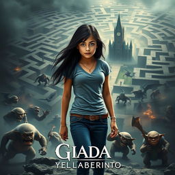 A cinematic movie poster for a fantasy adventure film titled 'GIADA Y EL LABERINTO'