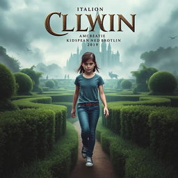 A cinematic movie poster featuring a 14-year-old Italian girl with black hair, styled in a modern outfit of jeans and a t-shirt, set in 2019