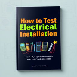 A modern and informative book cover design for 'How to Test Electrical Installation'