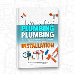 A sleek and informative book cover design for 'How to Test Plumbing Installation'