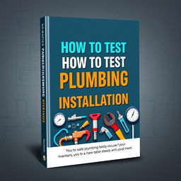 A sleek and informative book cover design for 'How to Test Plumbing Installation'