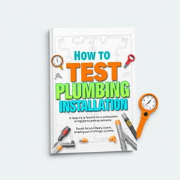 A sleek and informative book cover design for 'How to Test Plumbing Installation'