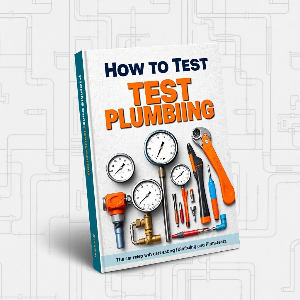 A visually striking book cover design for 'How to Test Plumbing Installation'