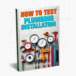 A visually striking book cover design for 'How to Test Plumbing Installation'