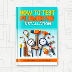 A visually striking book cover design for 'How to Test Plumbing Installation'