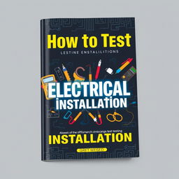 An eye-catching and informative book cover design for 'How to Test Electrical Installation'