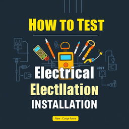 An eye-catching and informative book cover design for 'How to Test Electrical Installation'