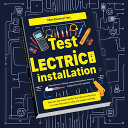 An eye-catching and informative book cover design for 'How to Test Electrical Installation'