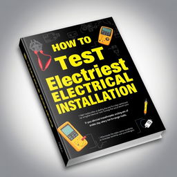 An eye-catching and informative book cover design for 'How to Test Electrical Installation'