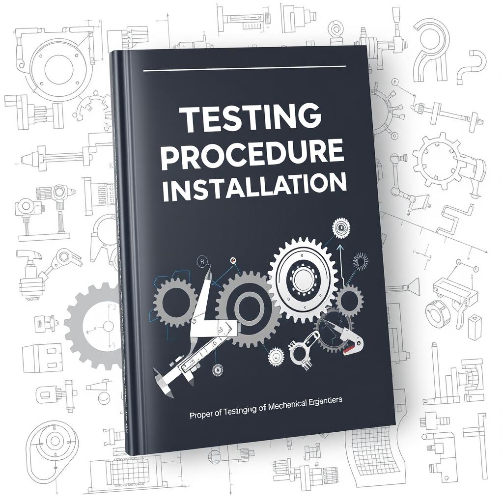 A sleek and professional book cover design for 'Testing Procedure of Mechanical Installation'