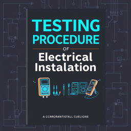 A sophisticated and professional book cover design for 'Testing Procedure of Electrical Installation'