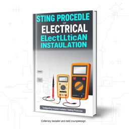 A sophisticated and professional book cover design for 'Testing Procedure of Electrical Installation'