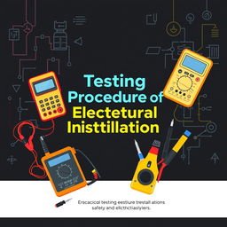 A professional and eye-catching book cover design for 'Testing Procedure of Electrical Installation'