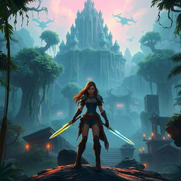 A captivating scene from a new Metroidvania game, showcasing a mysterious, lush jungle environment filled with ancient ruins