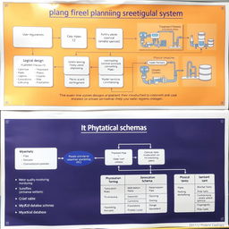 An educational diagram showcasing the planning of water and sanitation systems, emphasizing both logical and physical designs