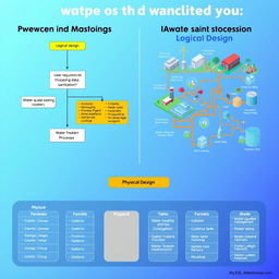 An infographic image illustrating the planning of water and sanitation systems, clearly explaining both logical and physical design concepts