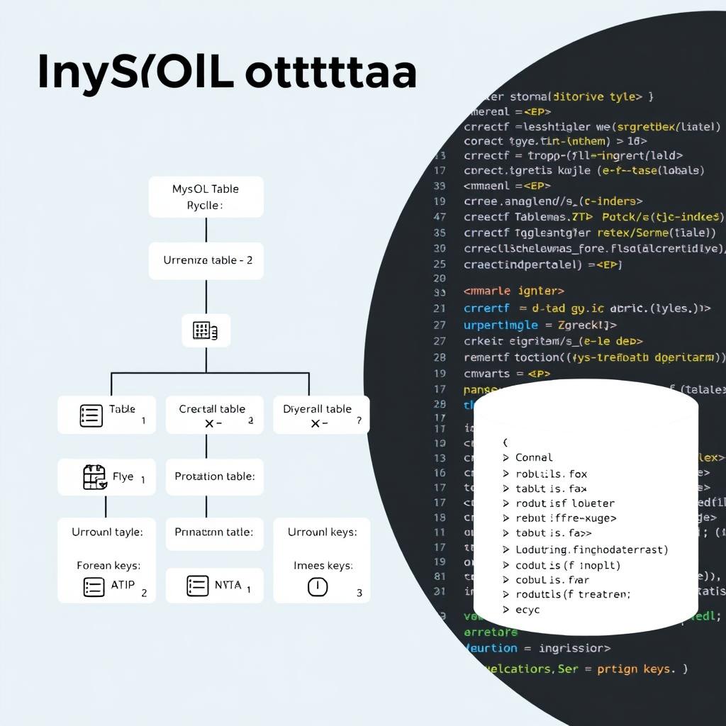 An informative and visually engaging graphic depicting the implementation of a MySQL database