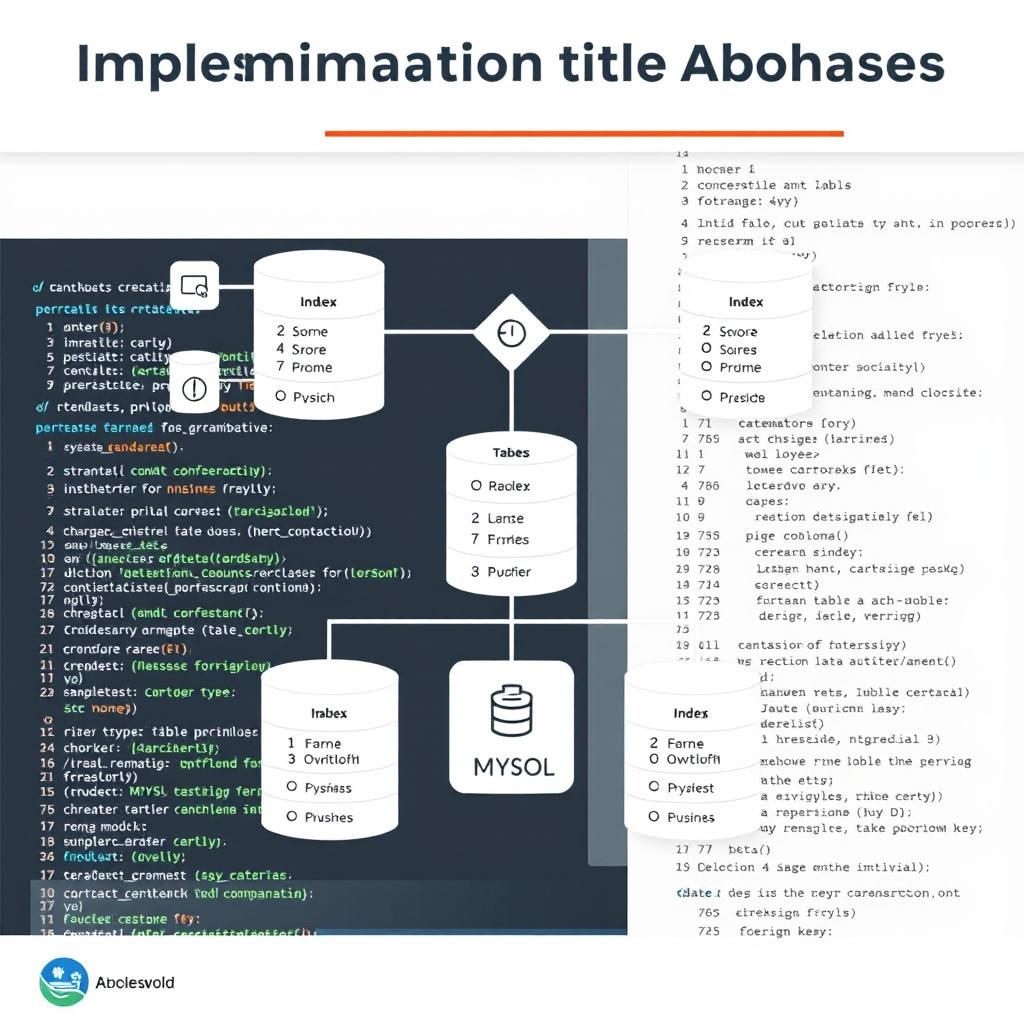 An informative and visually engaging graphic depicting the implementation of a MySQL database