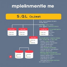 An informative and visually engaging graphic depicting the implementation of a MySQL database