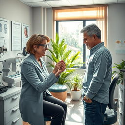 A detailed and visually engaging scene inside an audiology clinic