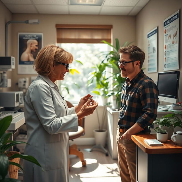 A detailed and visually engaging scene inside an audiology clinic