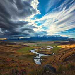 An expansive, captivating landscape capturing the essence of meteorology without any people