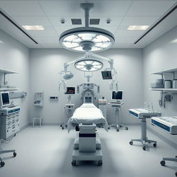 A pristine and meticulously organized anesthesiology operating room, completely devoid of any people