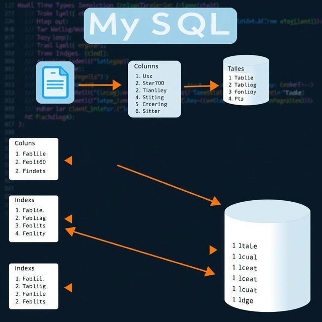 A detailed thumbnail image illustrating the implementation of a MySQL database