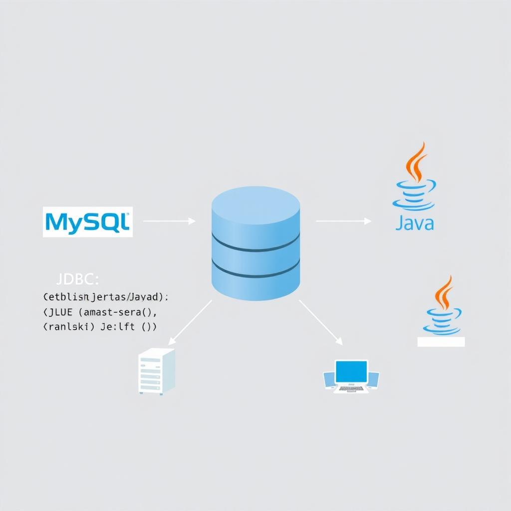 An engaging graphic depicting the connection between a MySQL database and Java programming