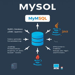 An engaging graphic depicting the connection between a MySQL database and Java programming