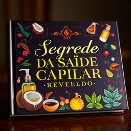 A captivating, colorful book cover showcasing the title 'Segredo Da Saúde Capilar Revelado' in elegant, bold lettering