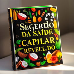 A captivating, colorful book cover showcasing the title 'Segredo Da Saúde Capilar Revelado' in elegant, bold lettering