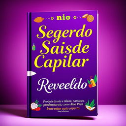 Uma capa de livro atraente, colorida, mostrando o título 'Segredo Da Saúde Capilar Revelado' em uma fonte elegante e ousada