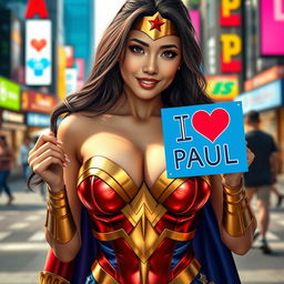 A photorealistic depiction of a sexy Asian female dressed as Wonder Woman