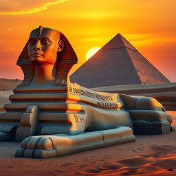 The Great Sphinx of Giza, an iconic ancient Egyptian monument, depicted in intricate detail