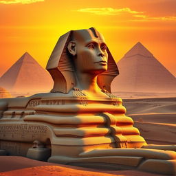 The Great Sphinx of Giza, an iconic ancient Egyptian monument, depicted in intricate detail