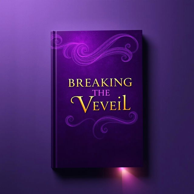 A captivating book cover design for 'Breaking the Veil', featuring a rich, textured purple background that conveys a sense of mystery and intrigue