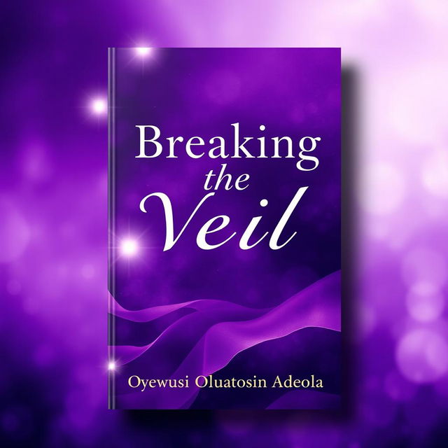 A captivating book cover design featuring an abstract and ethereal background composed of various appealing shades of purple, ranging from deep indigo to soft lavender