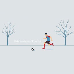 A minimalist image illustrating a soccer player in motion, heading towards the goal in a park-like setting named Sosnovka