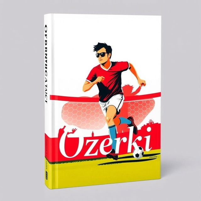 A deliciously vibrant book cover featuring a minimalist image of a soccer player wearing sunglasses, confidently striding towards the goal