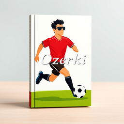 A deliciously vibrant book cover featuring a minimalist image of a soccer player wearing sunglasses, confidently striding towards the goal