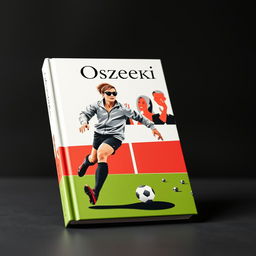 A vibrant book cover featuring a minimalist image of a soccer player in sunglasses and a silver jacket, confidently heading towards the goal