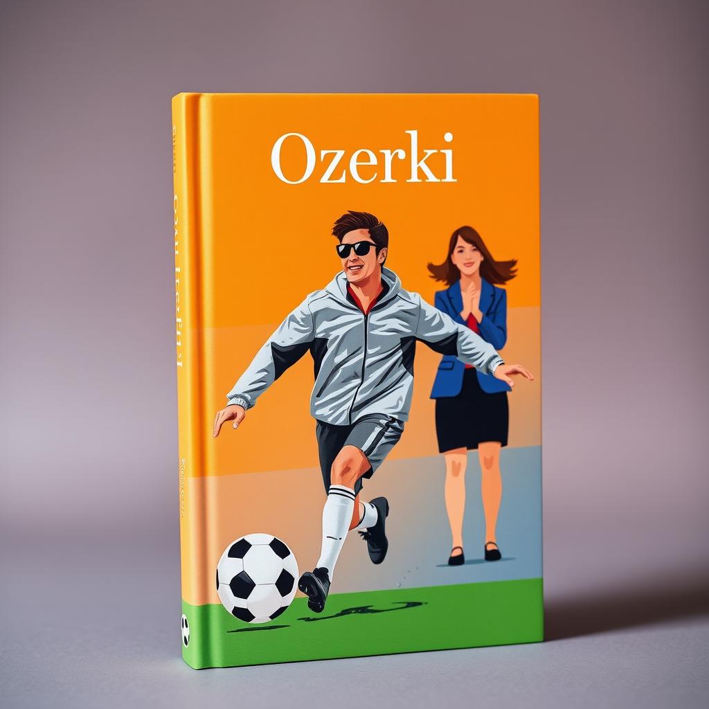 A vibrant book cover featuring a minimalist image of a soccer player in sunglasses and a silver jacket, confidently heading towards the goal