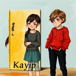 A captivating book cover for 'Kayıp Renk', featuring two girls standing side by side